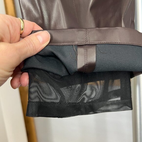 Misura by Joeffer Caoc Brown Faux Leather Lightly Flared Pant Sz 8 - Picture 9 of 16